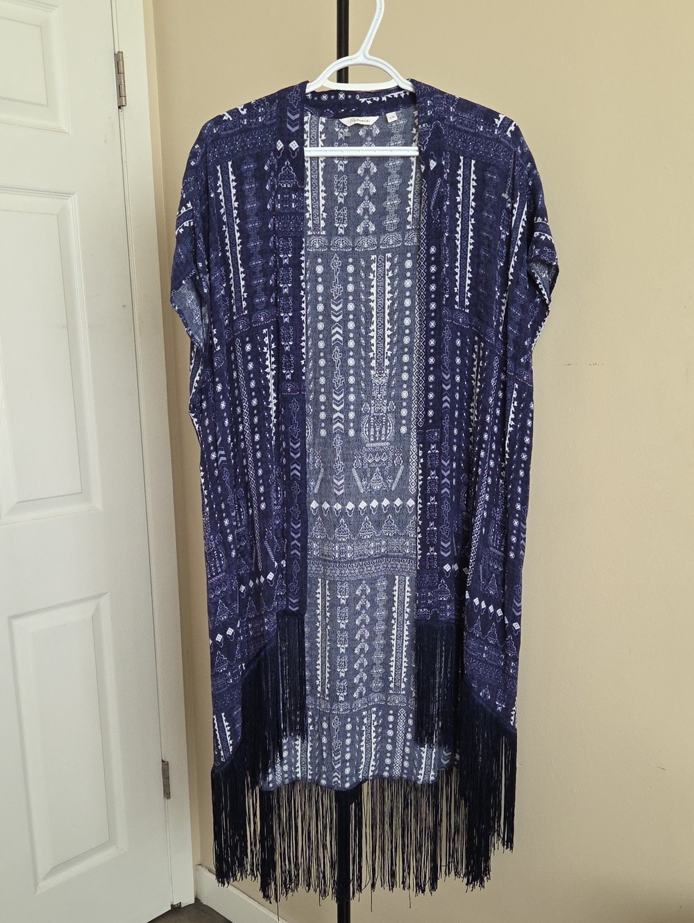 Reitmans Navy Boho Fringe Kimono
